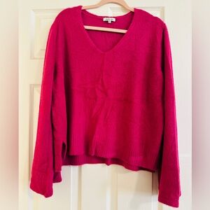 Pink fuzzy V-Neck Sweater